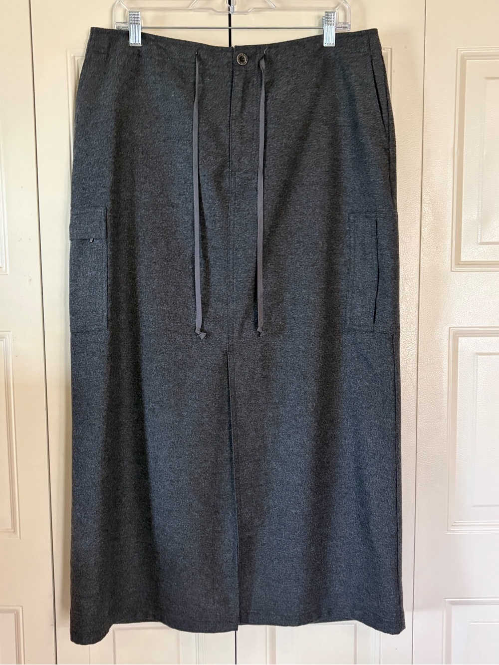Vintage Eddie Bauer Wool Cargo Maxi Skirt Size 14 Utility Granola Outdoor Gray